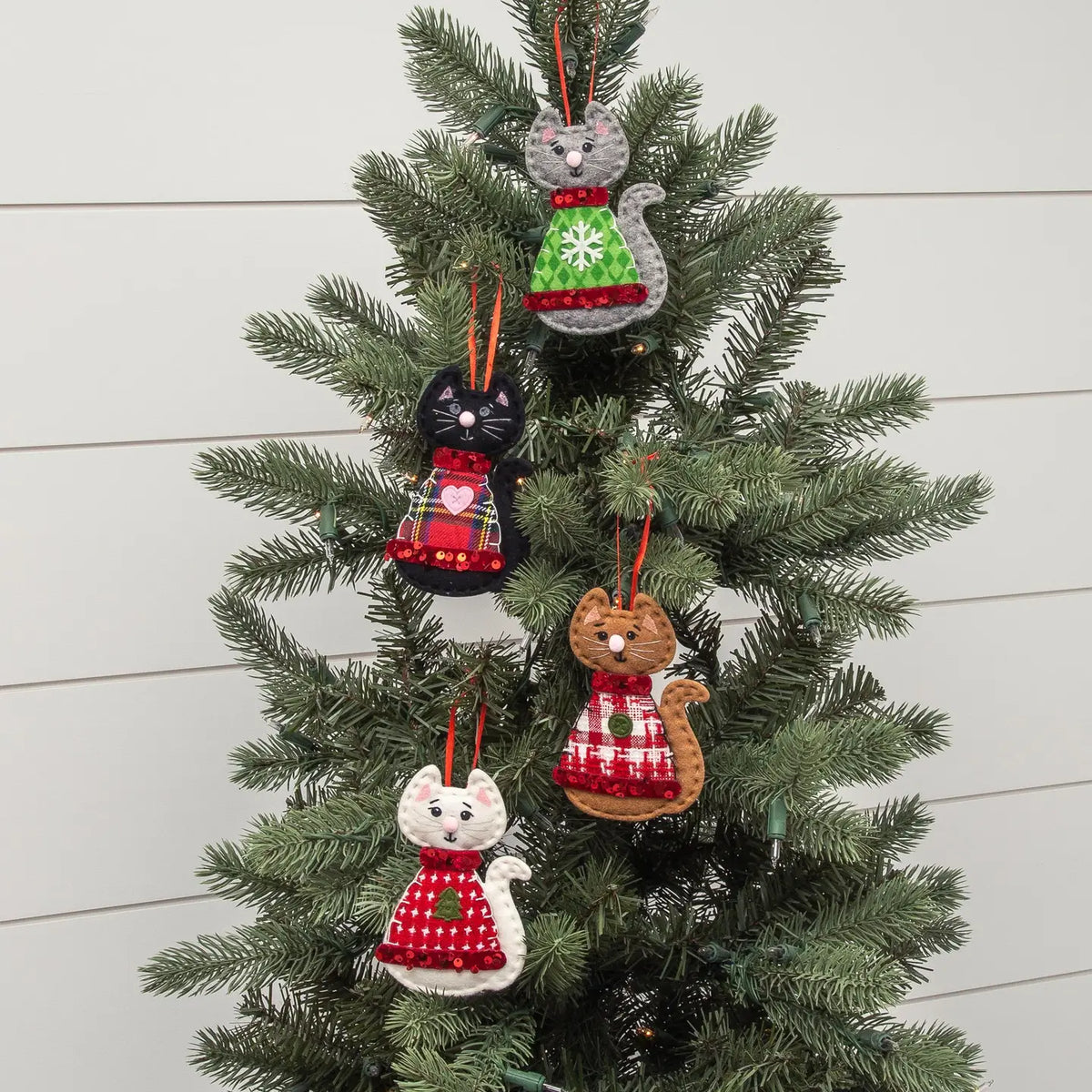 Felt Christmas Cat Ornament - 4 Options