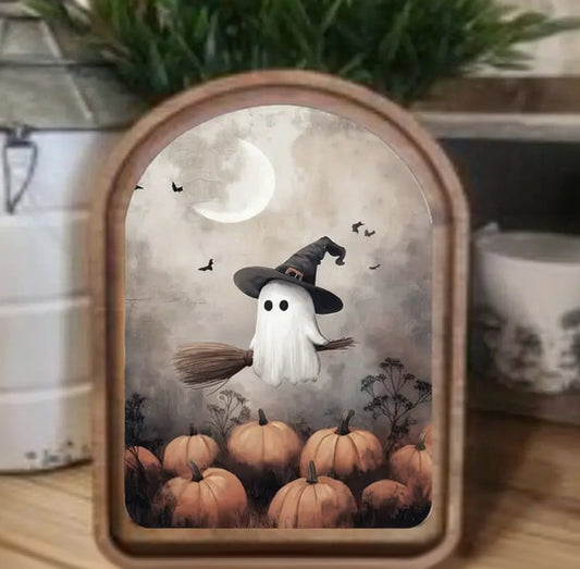 Arch Top Ghostie Witch Framed Art