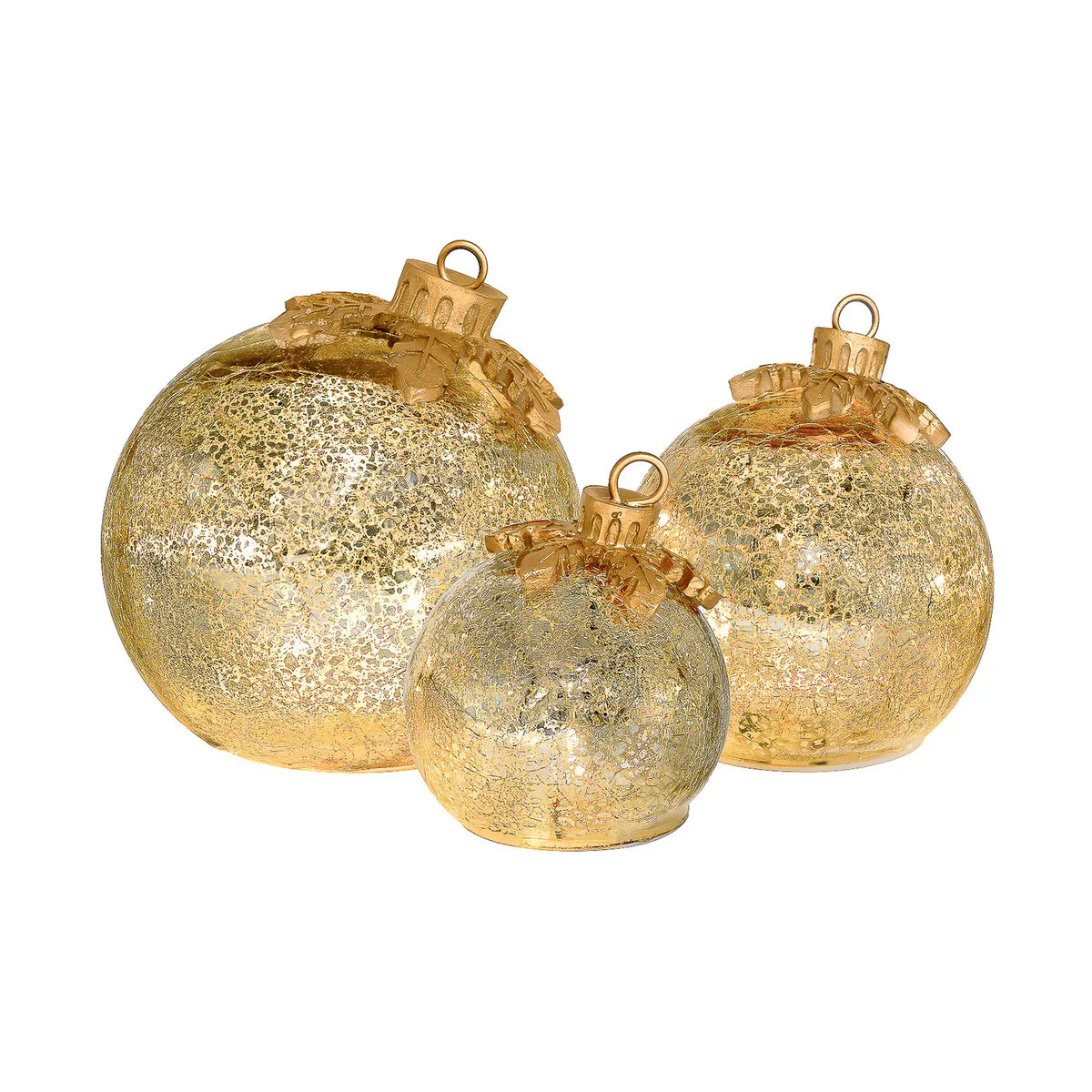 Gold Glass Lighted Tabletop Ornament - 3 Options