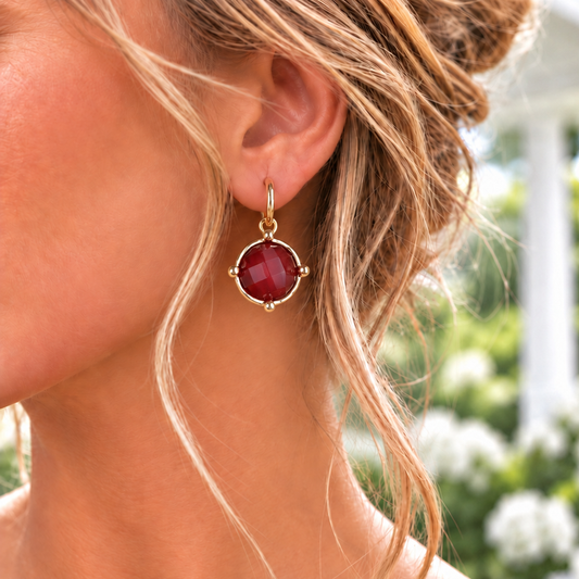 Gold Hoop Crystal Drop Earrings – Faceted Color Pop