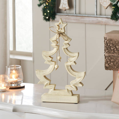 Everwhim Distressed Cream Wooden Christmas Tree - 2 Sizes