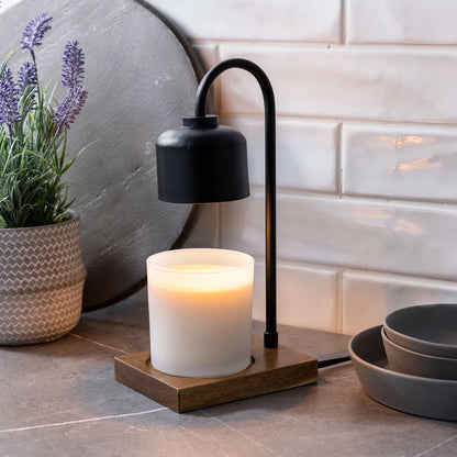 Arched Candle Warmer Lamp - Black and Wood