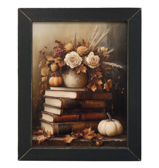 Autumn Floral Books Framed Art