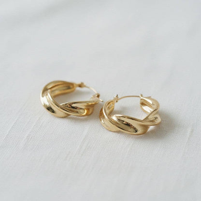 Geometric Twisted Circle Hoop Earrings