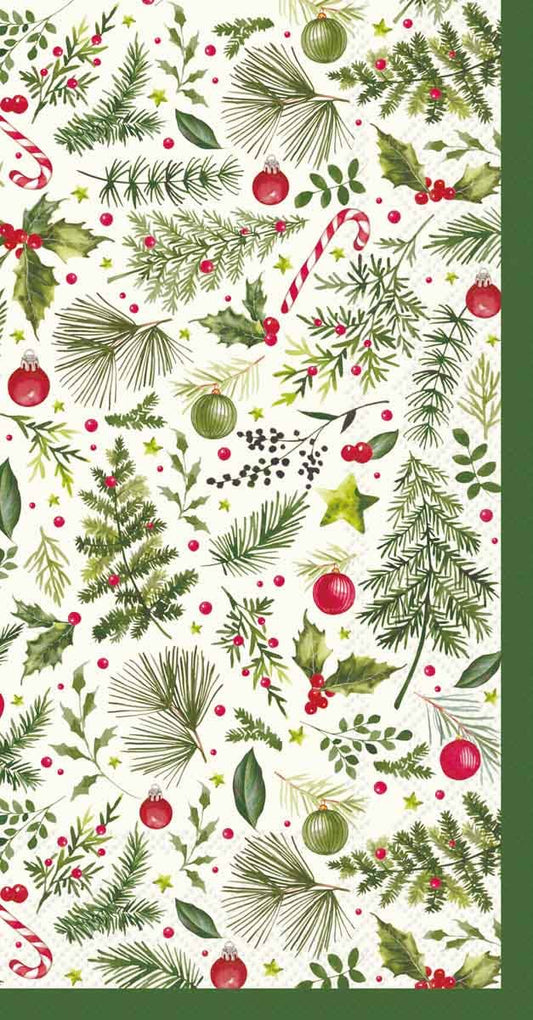 Christmas Branches All Over Paper Guest Towel Pack of 16