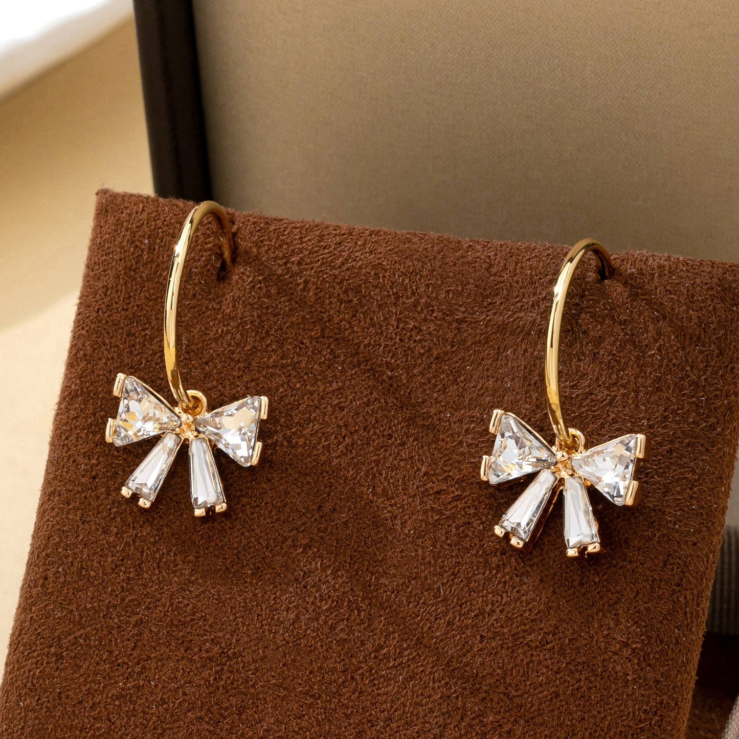 Crystal Bow Hoop Earrings
