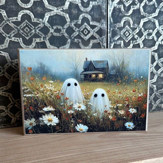 Fall Ghost Wildflower Field Block Sign