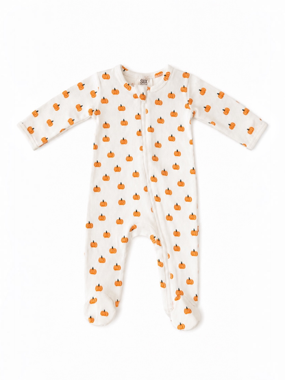 Pumpkin / Organic Pointelle 2-Way Zip Infant Footie Pajama