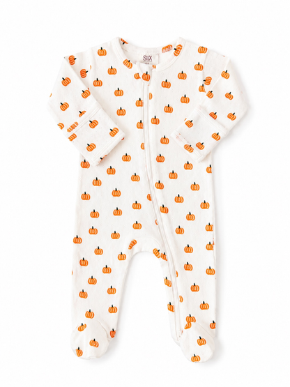 Pumpkin / Organic Pointelle 2-Way Zip Infant Footie Pajama
