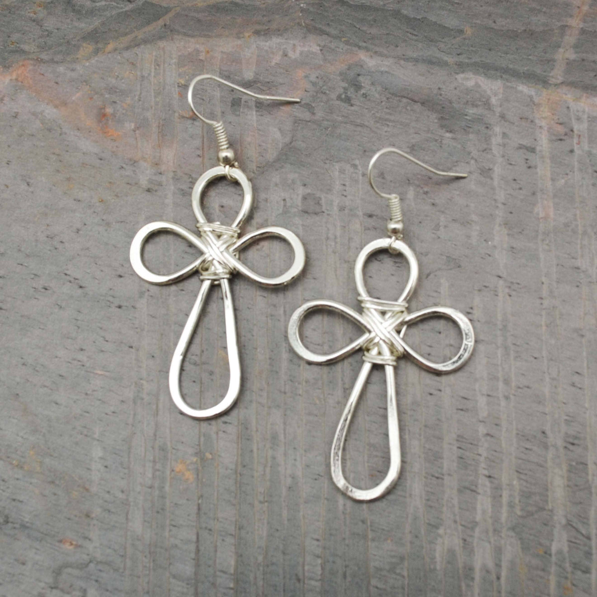 Rounded Cross Silver Plated Earrings