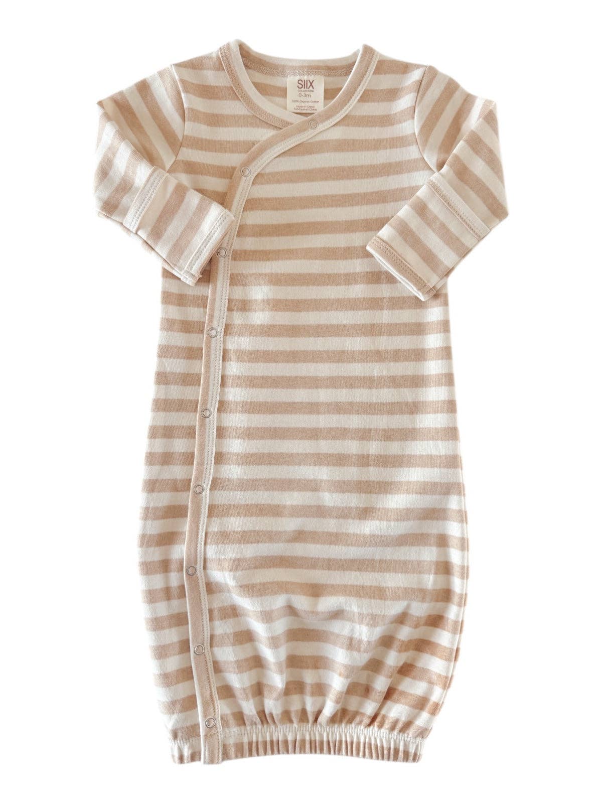 Biscuit Stripe Organic Cotton Baby Gown