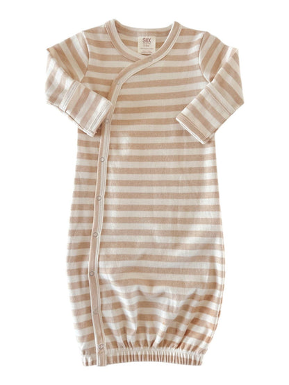 Biscuit Stripe Organic Cotton Baby Gown