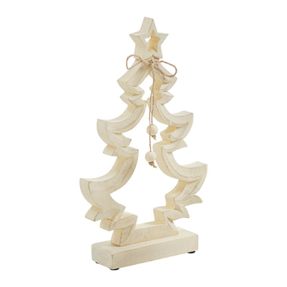 Everwhim Distressed Cream Wooden Christmas Tree - 2 Sizes