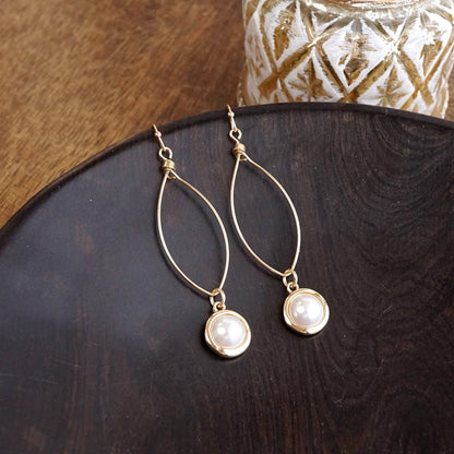 Golden Pearl Drop Earrings