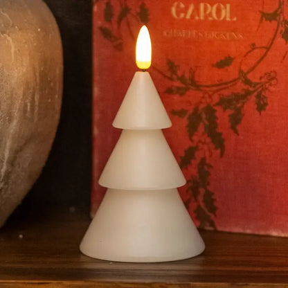 Cream 3D Flameless Smooth Tree Shaped Candle - 3 Sizes