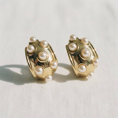 Multi Pearl Gold Tone Drop Earrings