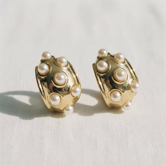 Multi Pearl Gold Tone Drop Earrings
