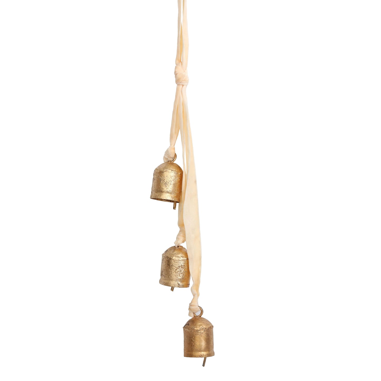 3 Gold Bells Hanging from Velvet Ribbon - Color Options