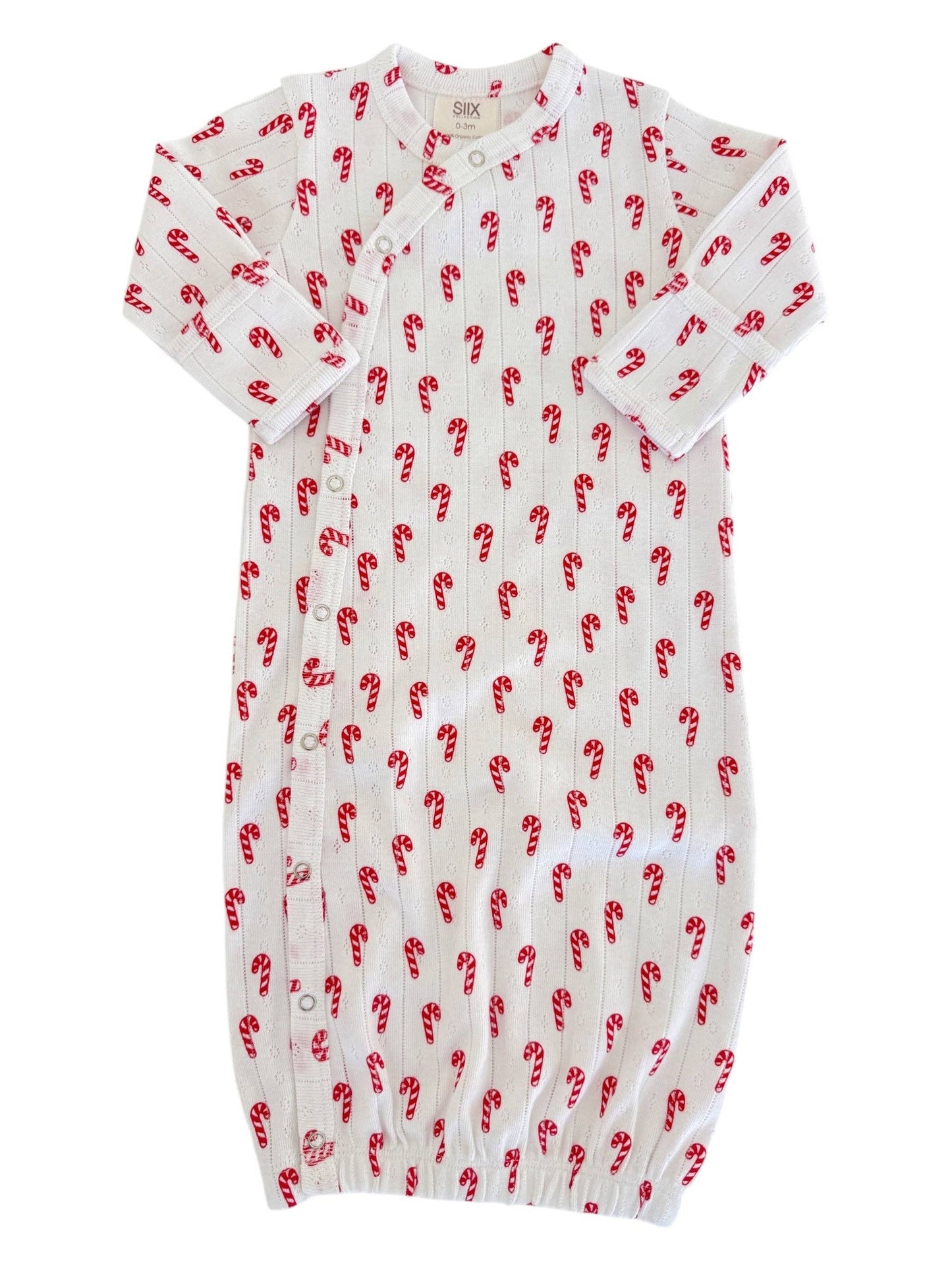 Candy Cane Organic Cotton Pointelle Baby Gown