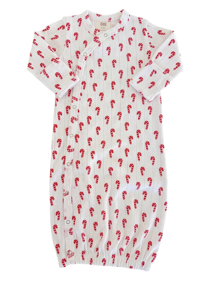 Candy Cane Organic Cotton Pointelle Baby Gown