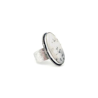 Handcrafted Kashi Semiprecious Stone Ring - Dendritic Opal