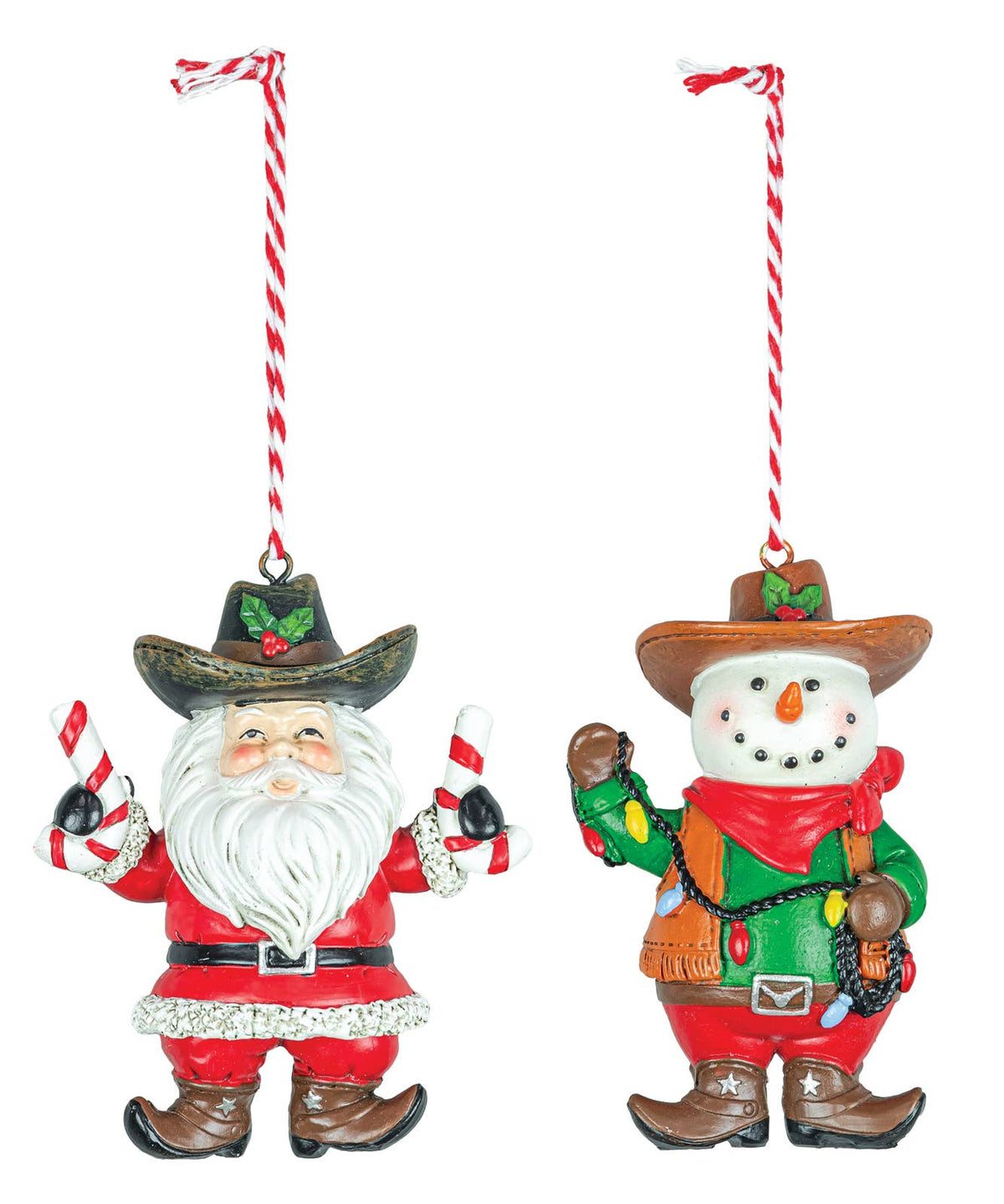 Christmas Cowboy Santa or Snowman Ornament