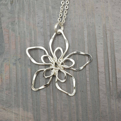 Silver Plated Pendant Necklace - Star Flower
