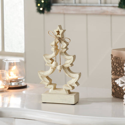 Everwhim Distressed Cream Wooden Christmas Tree - 2 Sizes