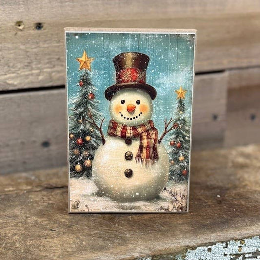 Country Snowman Block Sign