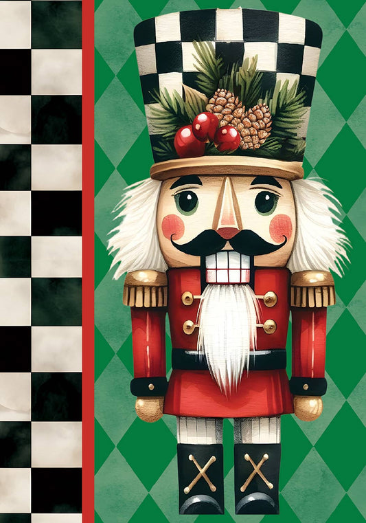 Checkered Nutcracker Christmas Garden Flag - Custom Decor