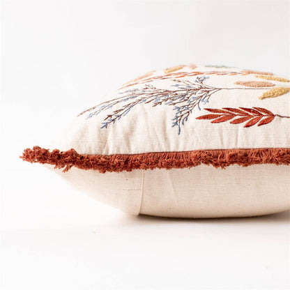 Embroidered Meadow Flowers Lumbar Pillow