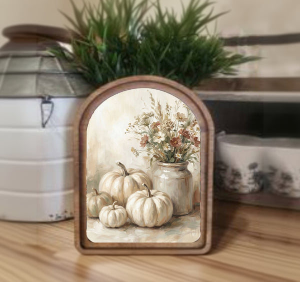 Arch Top Cream Pumpkins Framed Art