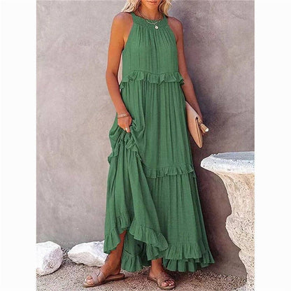 Ruffle Hem Maxi Dress - 2 Colors
