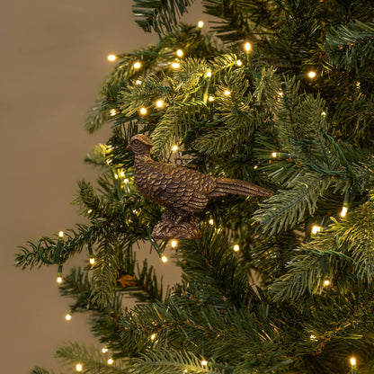 Antiqued Goldtone Pheasant Christmas Ornament