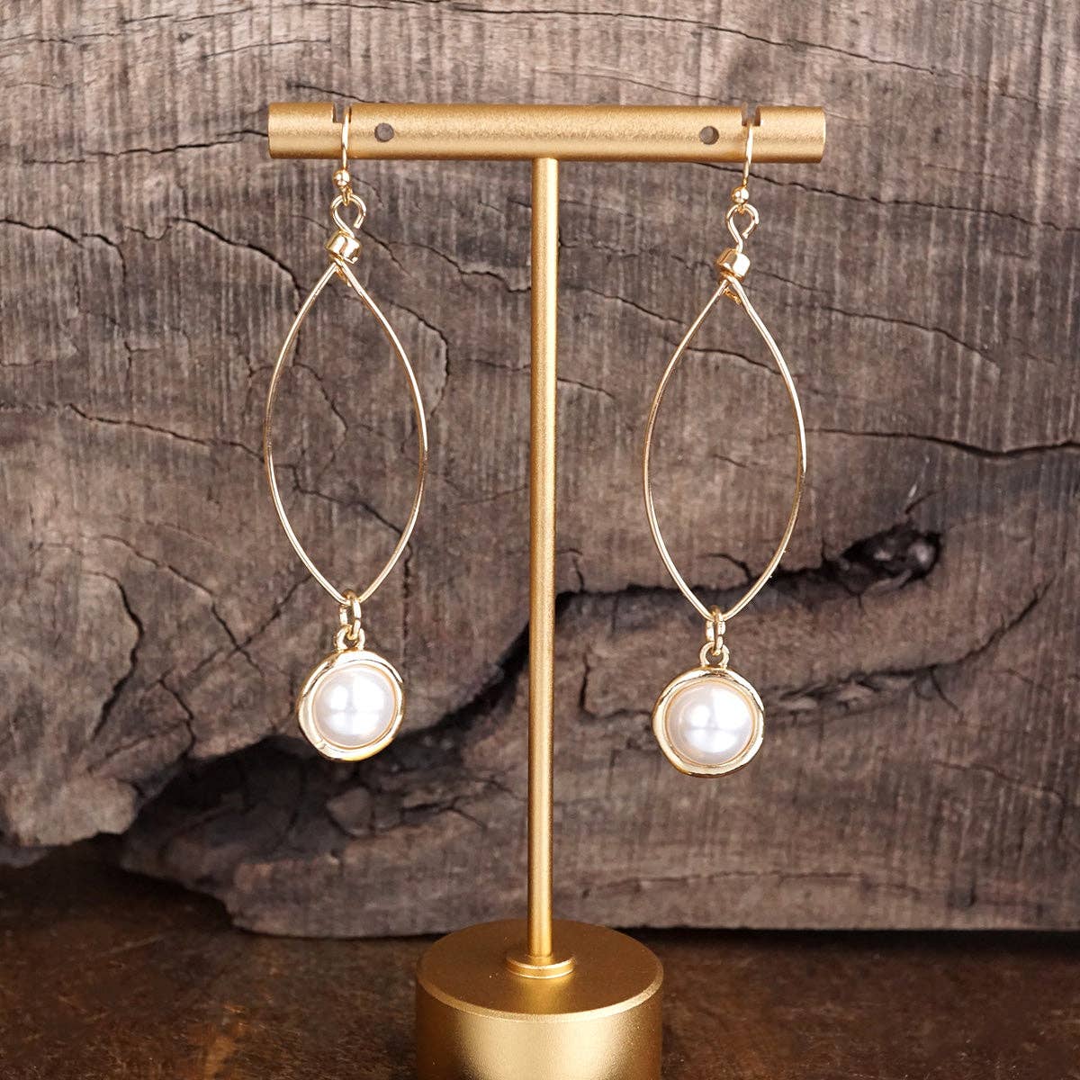Golden Pearl Drop Earrings