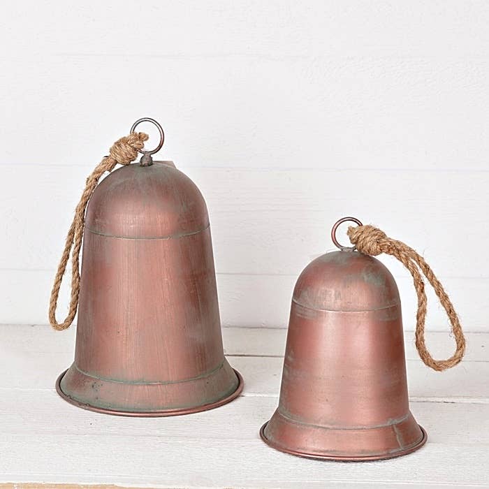 Distressed Metal Bell - Copper Style Finish with DIstressed Patina - 2 Sizes