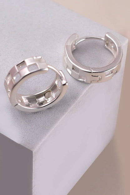 Mini Cutout Checker Hoop Huggie Earrings