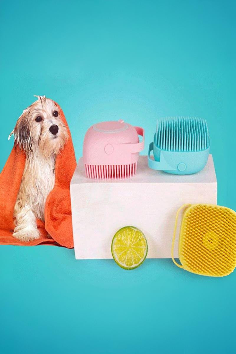Pet Scrubber Bath Brush Shampoo Dispenser