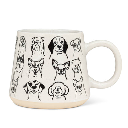 Oversized Stoneware Mug with Dogs - 4"H