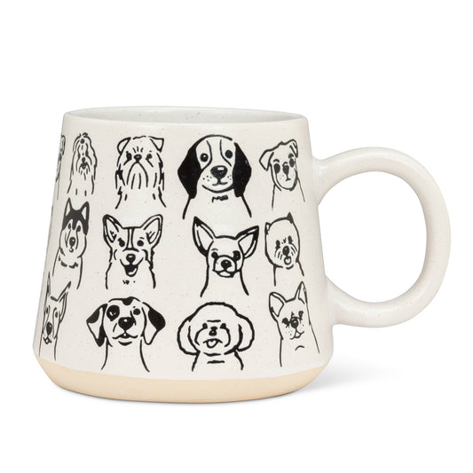 Oversized Stoneware Mug with Dogs - 4"H