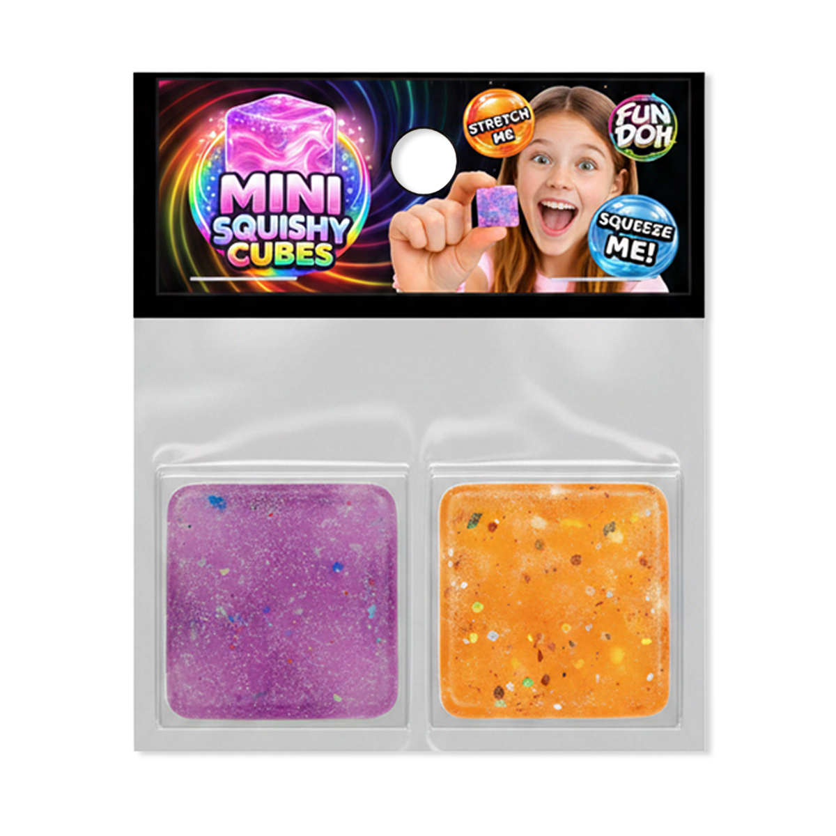 Fun Doh Mini Squishy Cube 2 Pack - Assorted Colors