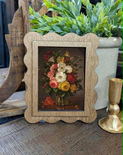 Scallop Vintage Dark Floral Framed Canvas Art
