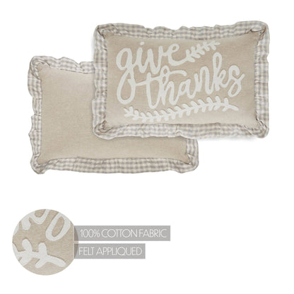 Give Thanks Gingham Ruffled Applique Throw Pillow - 22" x 14"