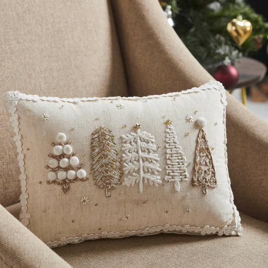Winter Wonder 5 Christmas Trees Throw Pillow