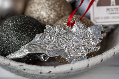 North Carolina Pewter Ornament - Cardinal & Dogwood