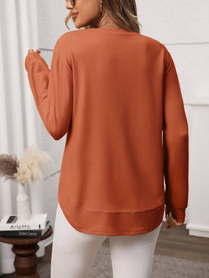 Waffle Casual Long Sleeve Top - Color Options