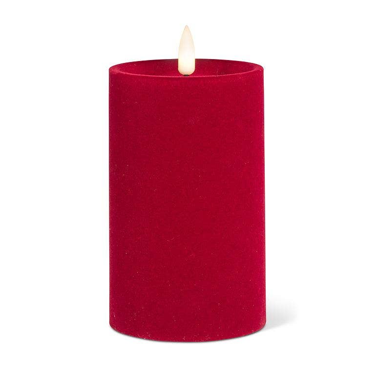 Red Velvet LED Pillar Candle - 2 Sizes