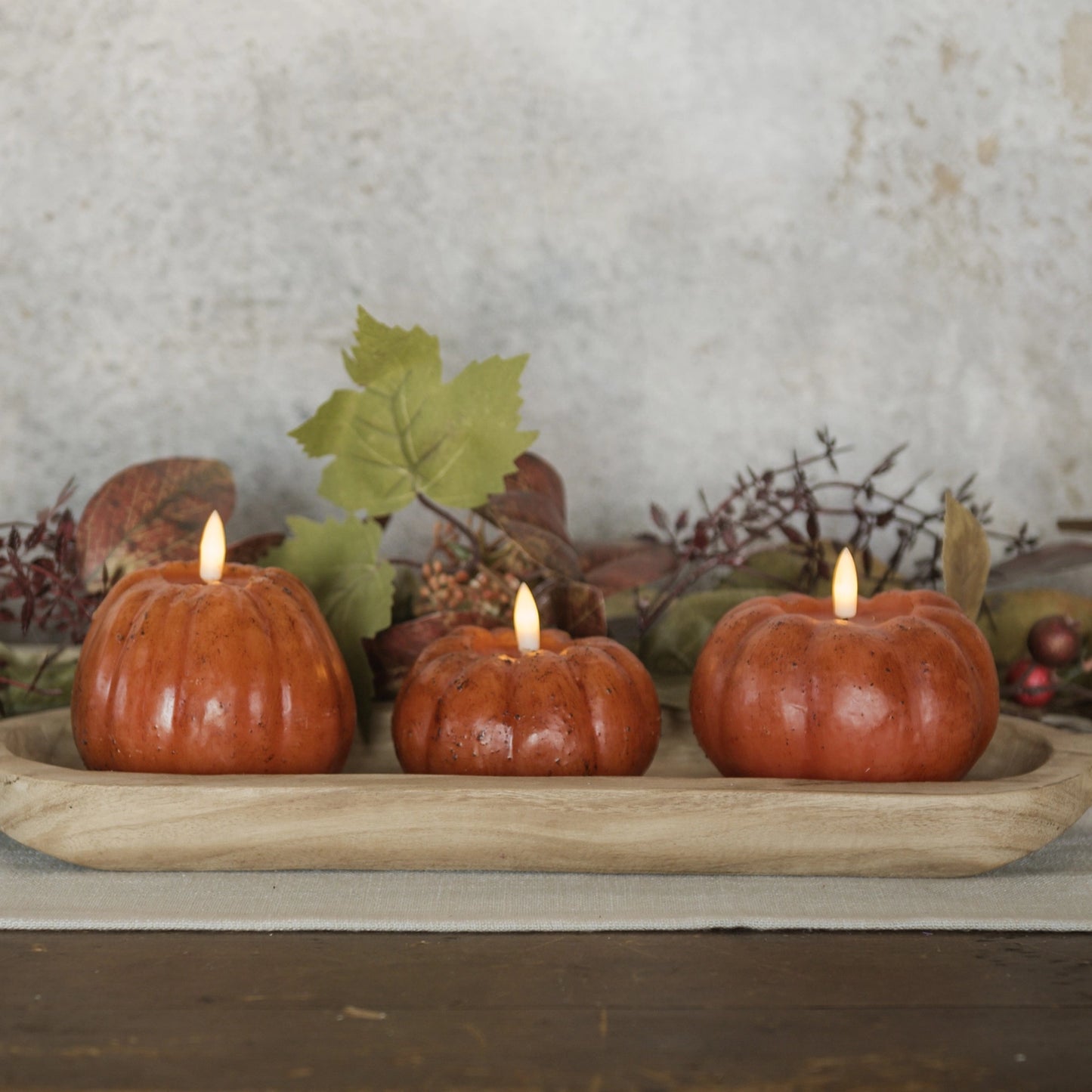 Orange Flameless Pumpkin Shaped Candle - 5 Size Options