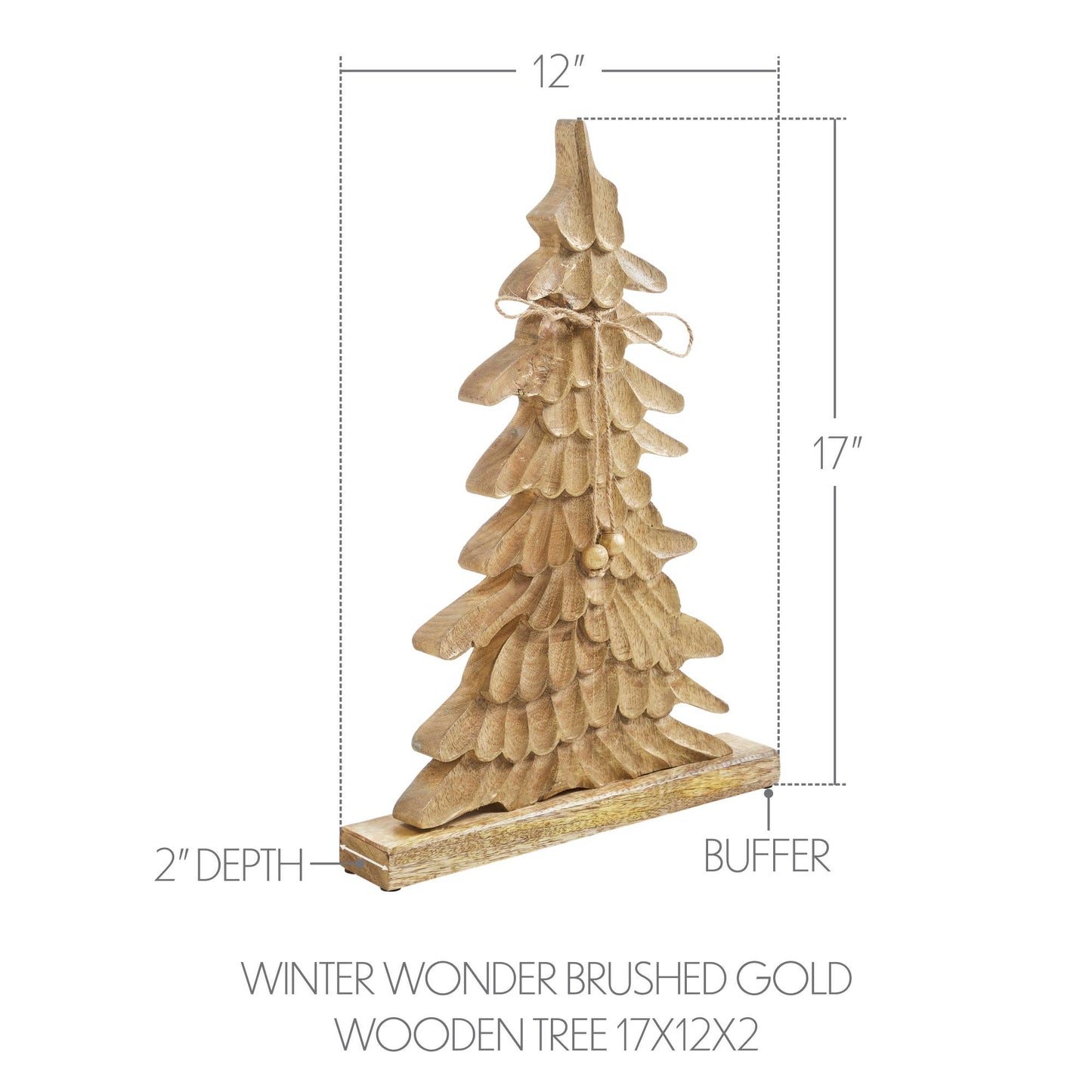 Winter Wonder Brushed Gold Wooden Tree - 2 Size Options