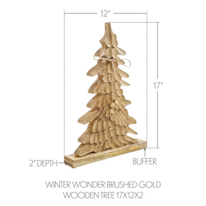 Winter Wonder Brushed Gold Wooden Tree - 2 Size Options